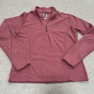 Girls Youth XL 14 16 18 1/4 Zip Pullover Fleece Pink Rose Gray Base Layer